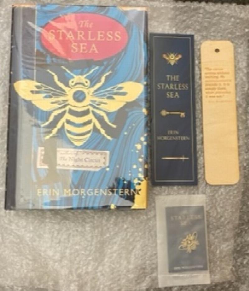 Morgenstern, Erin - The Starless Sea (Signed & Dated First UK edition-first printing) Plus 2 Bookmarks & bee-Brooch