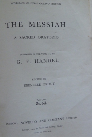 Prout, G F Handel - The Messiah a Sacred Oratorio Composed in the Year 1741