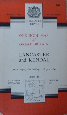 Ordnance - Ordnance Survey One-inch Map of Great Britain. Lancaster and Kendal, Seventh Series Sheet 89