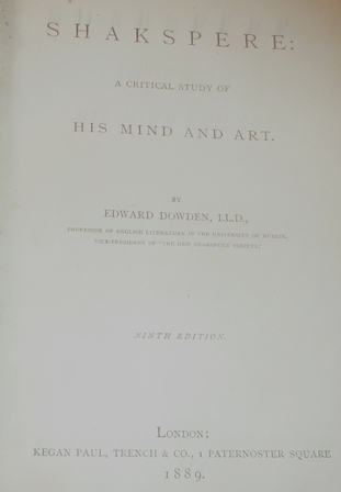 Dowden, Edward - Shakspere: A critical study of his mind and art